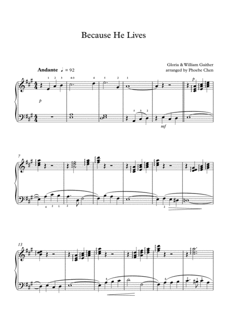 Because He Lives (arr. Phoebe Chen)