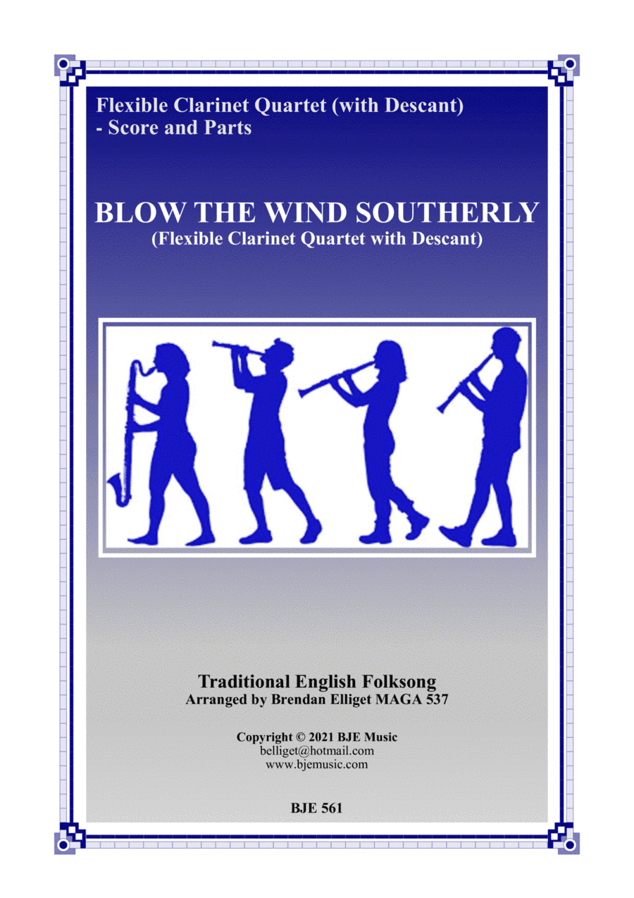 Blow The Wind Southerly - Flexible Clarinet Quartet (with Descant) Score and Parts PDF (arr. Brendan Elliget MAGA 537)