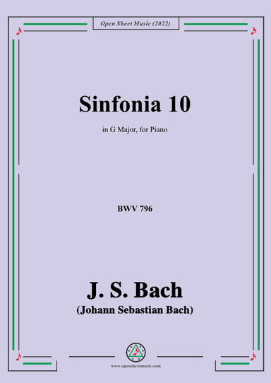 J. S. Bach-Sinfonia No.10,in G Major,BWV 796 (arr. OSM Press)