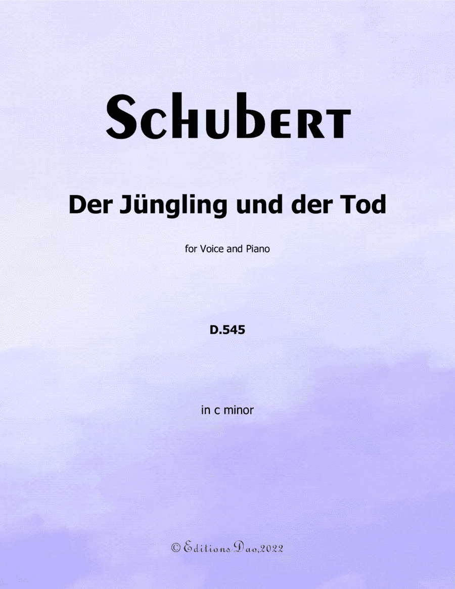 Der Jungling und der Tod, by Schubert, in c minor (arr. Editions Dao)