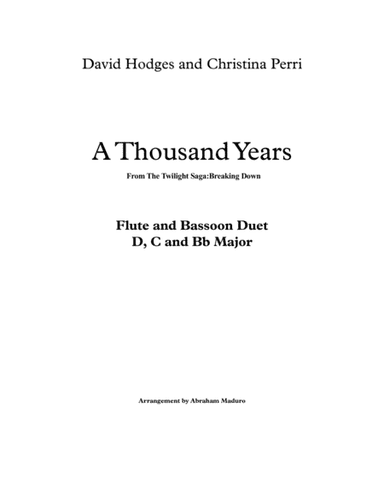 A Thousand Years (arr. Abraham Maduro)