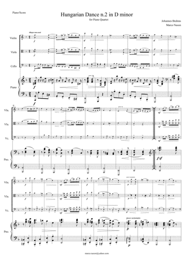 Brahms - Hungarian Dance n.2 in D minor for Piano Quartet (arr. Marco Nason)