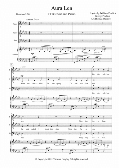 Aura Lea (arr. Thomas Quigley)