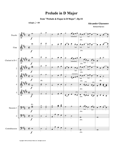 Prelude in D Major, Op. 93 (Woodwind Choir) (arr. Richard Byrnes)