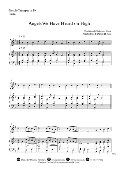 Angels We Have Heard on High  - Gloria in excelsi Deo - Easy Piccolo Trumpet and Piano (arr. Daniel H Rosa)