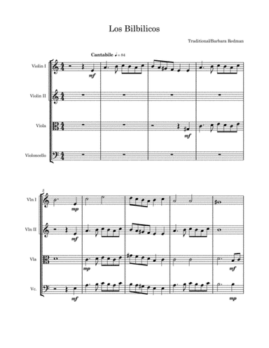 Los Bilbilicos : Score and parts