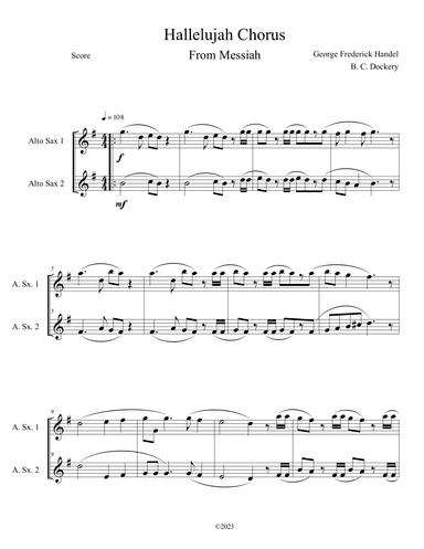 Hallelujah Chorus from Messiah (Alto Sax Duet) (arr. B. C. Dockery)