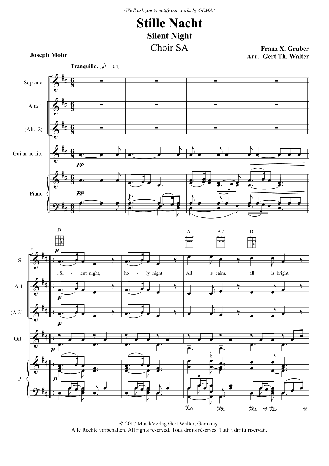Silent Night (arr. Gert Th. Walter)