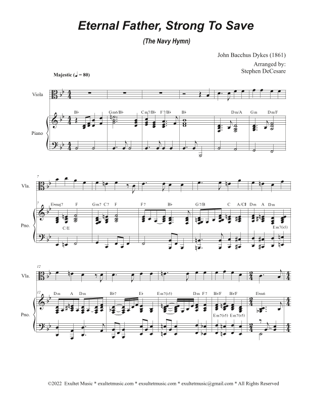 Eternal Father, Strong To Save (The Navy Hymn) (Viola solo and Piano) (arr. Stephen DeCesare)