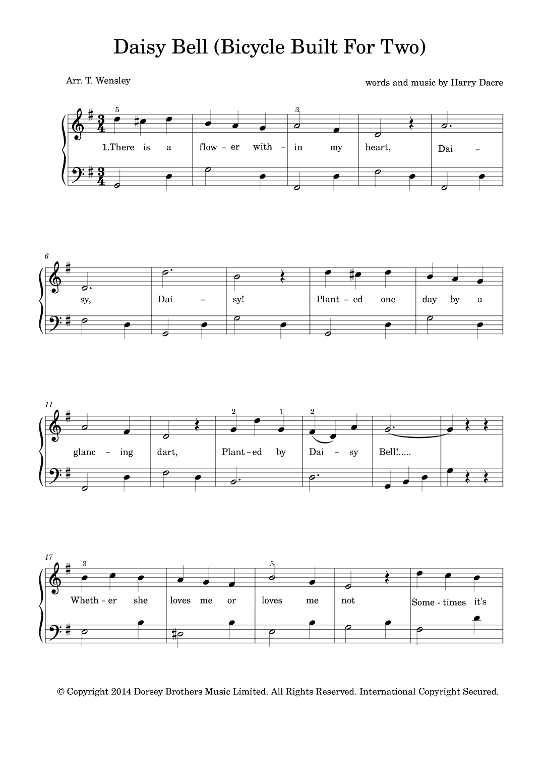 Daisy Bell (arr. T Wensley)