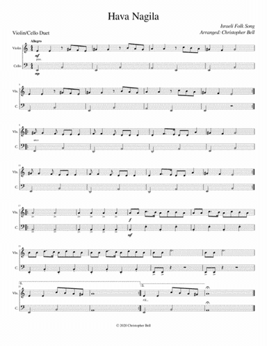 Hava Nagila - Easy Violin/Cello Duet (arr. Christopher Bell)