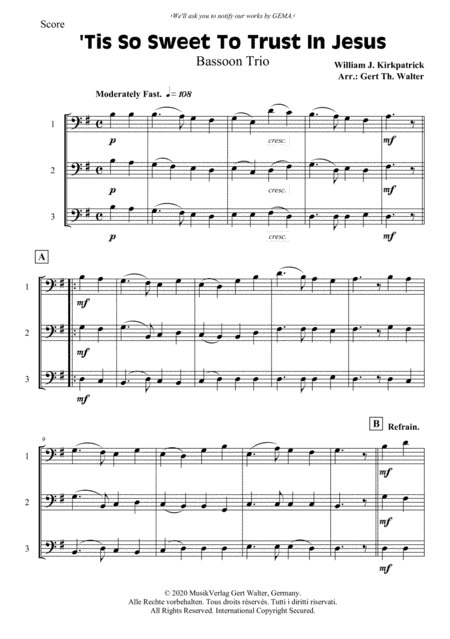 'Tis So Sweet To Trust In Jesus (arr. Gert Th. Walter)