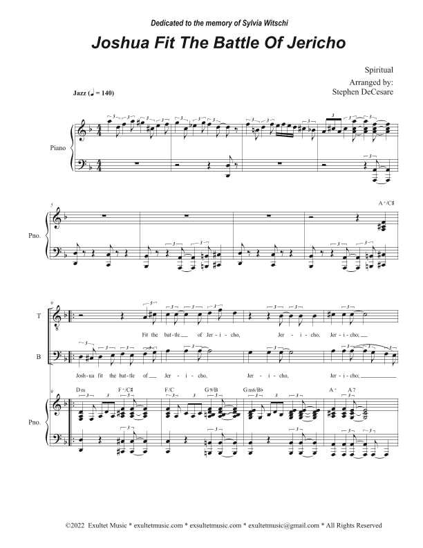 Joshua Fit The Battle of Jericho (2-part choir - (TB) (arr. Stephen DeCesare)