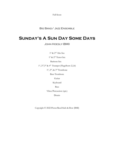 Sunday's A Sun Day Some Days- big band / Jazz Ensemble