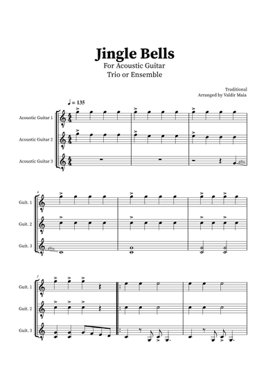 Jingle Bells - Acoustic Guitar Trio (arr. Valdir Maia)