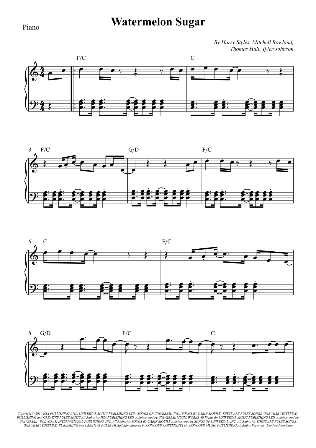 Watermelon Sugar (arr. Wesley S. SIlva)