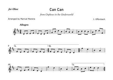 Can Can - J. Offenbach - Oboe solo (arr. Marival Moreira)