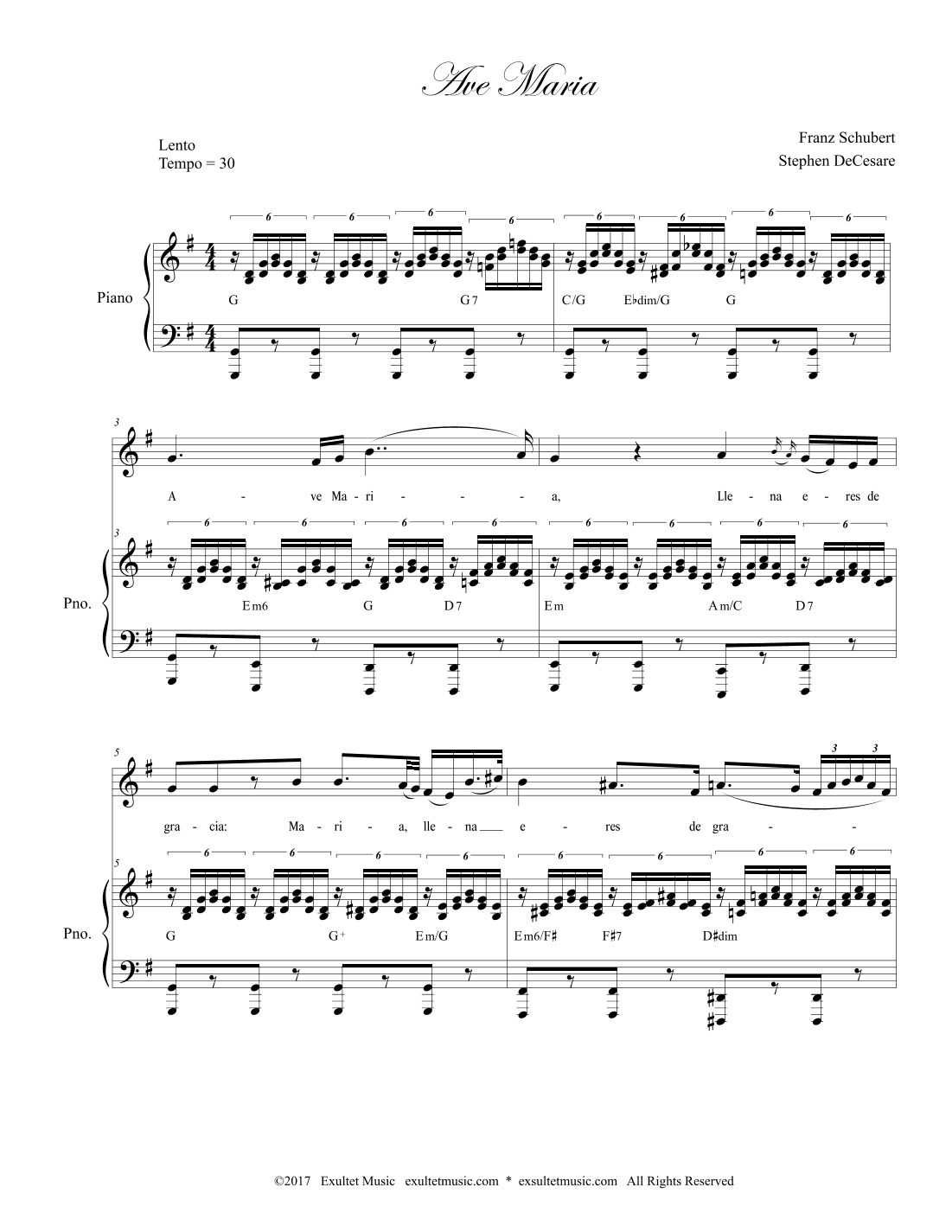 Ave Maria (Spanish Lyrics - Low Voice - Piano Accompaniment) (arr. Stephen DeCesare)