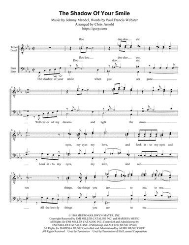 The Shadow Of Your Smile (arr. Chris Arnold)