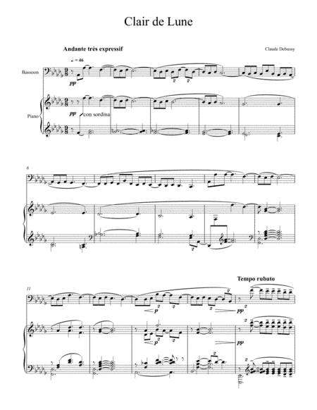 Claude Debussy - Clair de lune (Bassoon Solo) (arr. André Laitano)