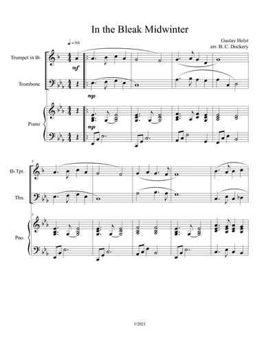 In the Bleak Midwinter (Trumpet and Trombone Duet with Piano Accompaniment) (arr. B. C. Dockery)