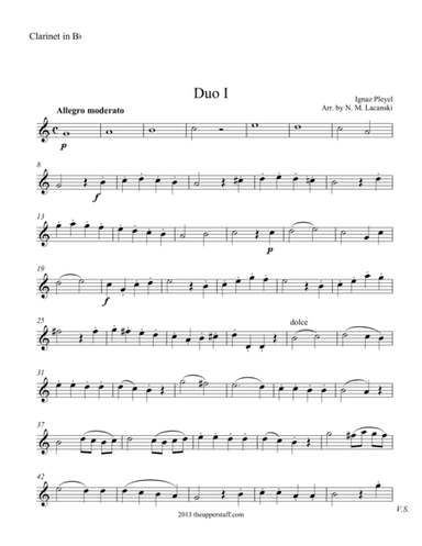 Duo #1 for Clarinet and Piano (arr. Nick Lacanski)