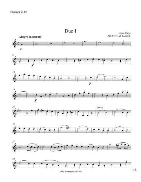 Duo #1 for Clarinet and Piano (arr. Nick Lacanski)