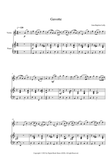 Gavotte - Jean-Baptiste Lully (Violin + Piano) (arr. Digital Book Music)
