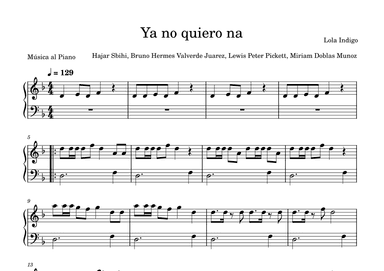 Ya No Quiero Na (arr. Música al Piano)