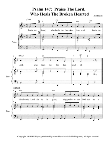 Psalm 147 Praise The Lord, Who Heals The Brokenhearted (piano/vocal)