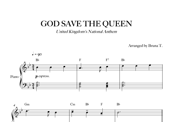 God Save The Queen (UK National Anthem) (arr. Bruna T.)