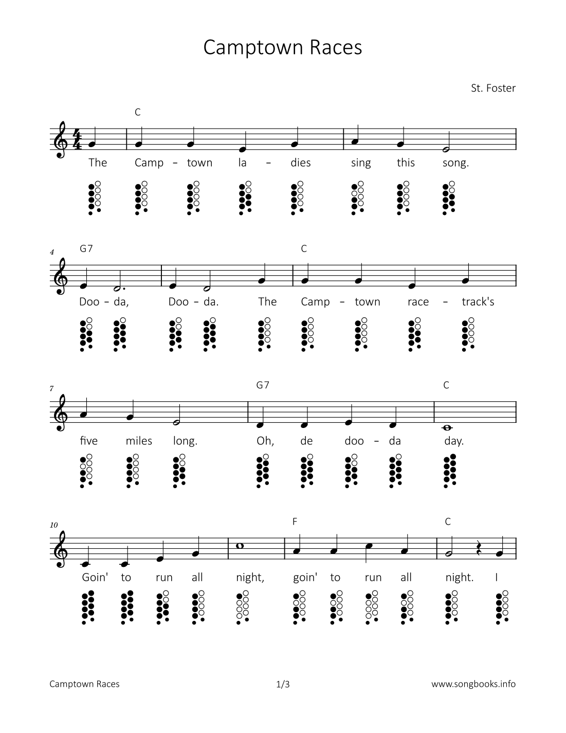 Camptown Races (arr. songbooks.info)
