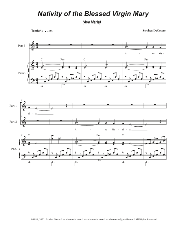 Nativity of the Blessed Virgin Mary (Ave Maria) (2-part choir)