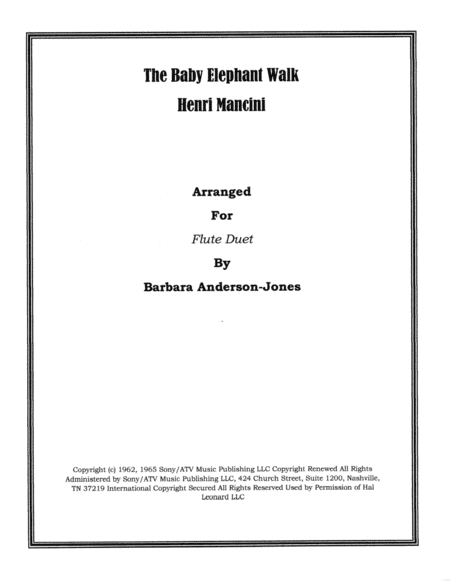 Baby Elephant Walk from the Paramount Picture HATARI! (arr. Barbara Anderson-Jones)