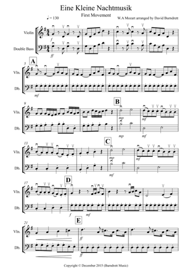Eine Kleine Nachtmusik (1st movement) for Violin and Double Bass Duet (arr. David Burndrett)