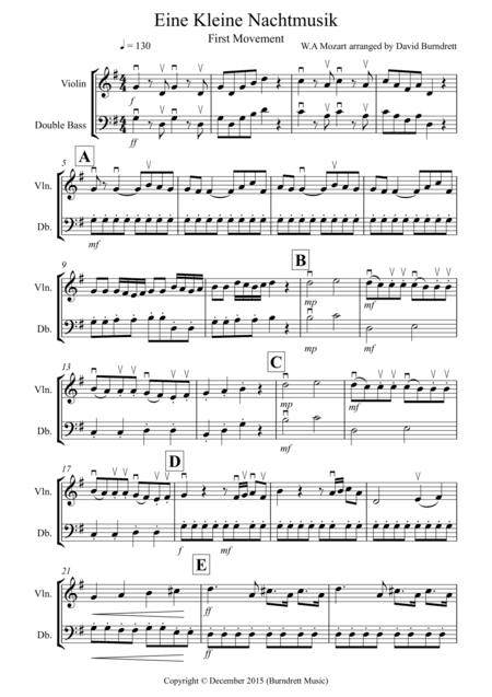 Eine Kleine Nachtmusik (1st movement) for Violin and Double Bass Duet (arr. David Burndrett)