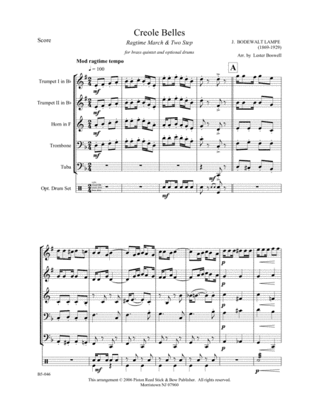 Creole Belles- brass quintet (arr. John Hoesly)