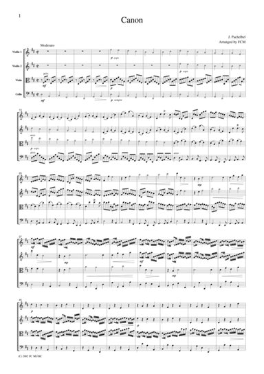 Pachelbel  Canon, for string quartet, CP001 (arr. FCMUSIC)