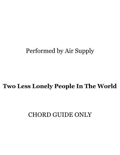 Two Less Lonely People In The World (arr. RWM)
