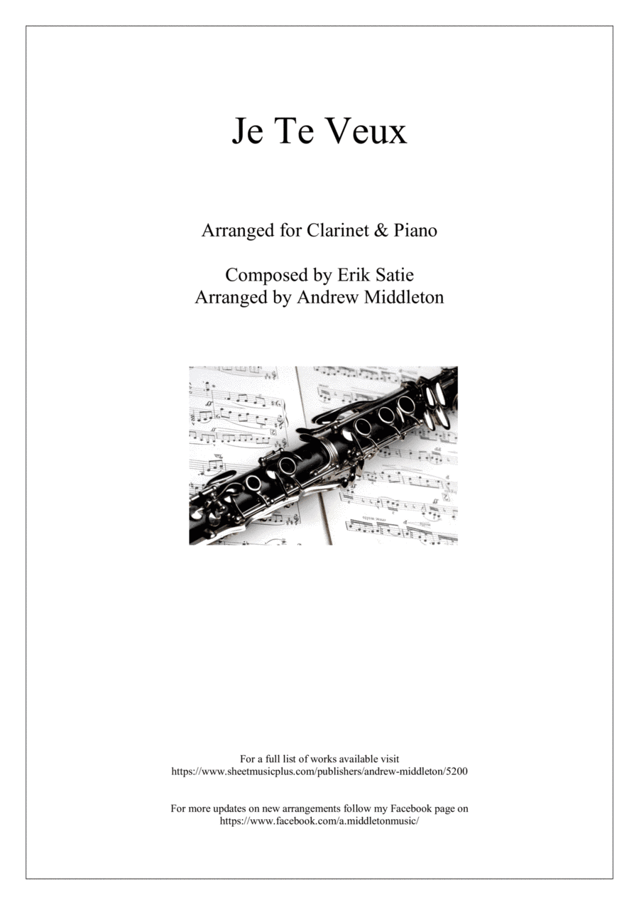 Je Te Veux arranged for Clarinet and Piano (arr. Andrew Middleton)