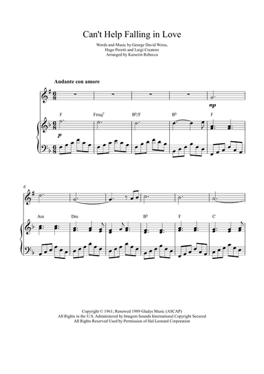 Can't Help Falling In Love (arr. Kaiserin Rebecca)
