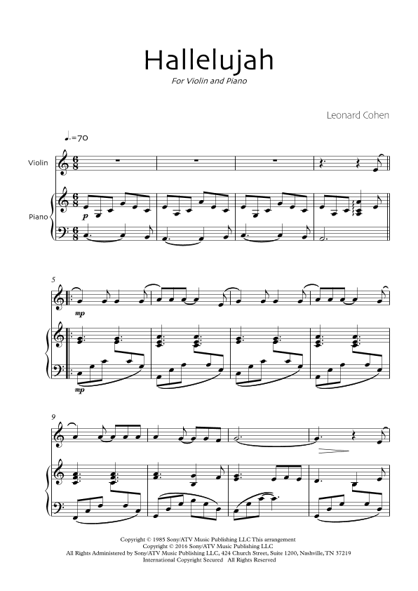 Hallelujah (arr. Robin Wood Editions)
