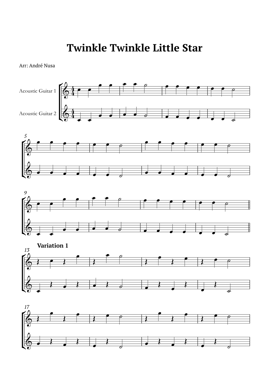 Twinkle Twinkle Little Star Variations (arr. André Nusa)