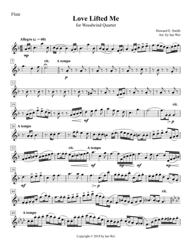 Love Lifted Me for Woodwind Quartet (arr. Ian Wei)