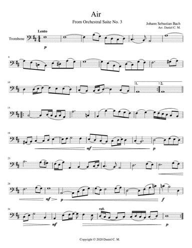 Air for trombone and piano (simplified) (arr. Daniel C. M.)
