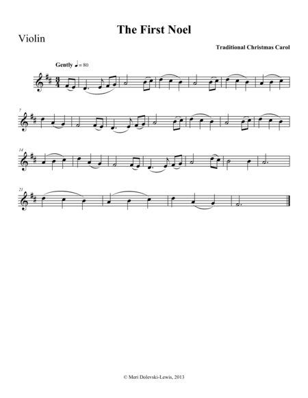 The First Noel: violin/piano (arr. Meri Dolevski)
