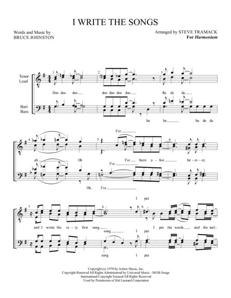 I Write The Songs (arr. Steve Tramack)