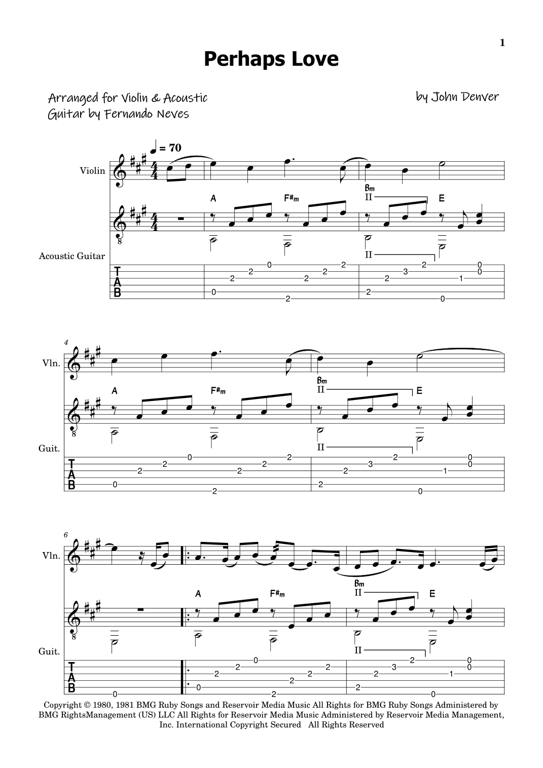 Perhaps Love (arr. FERNANDO LUIZ NEVES)