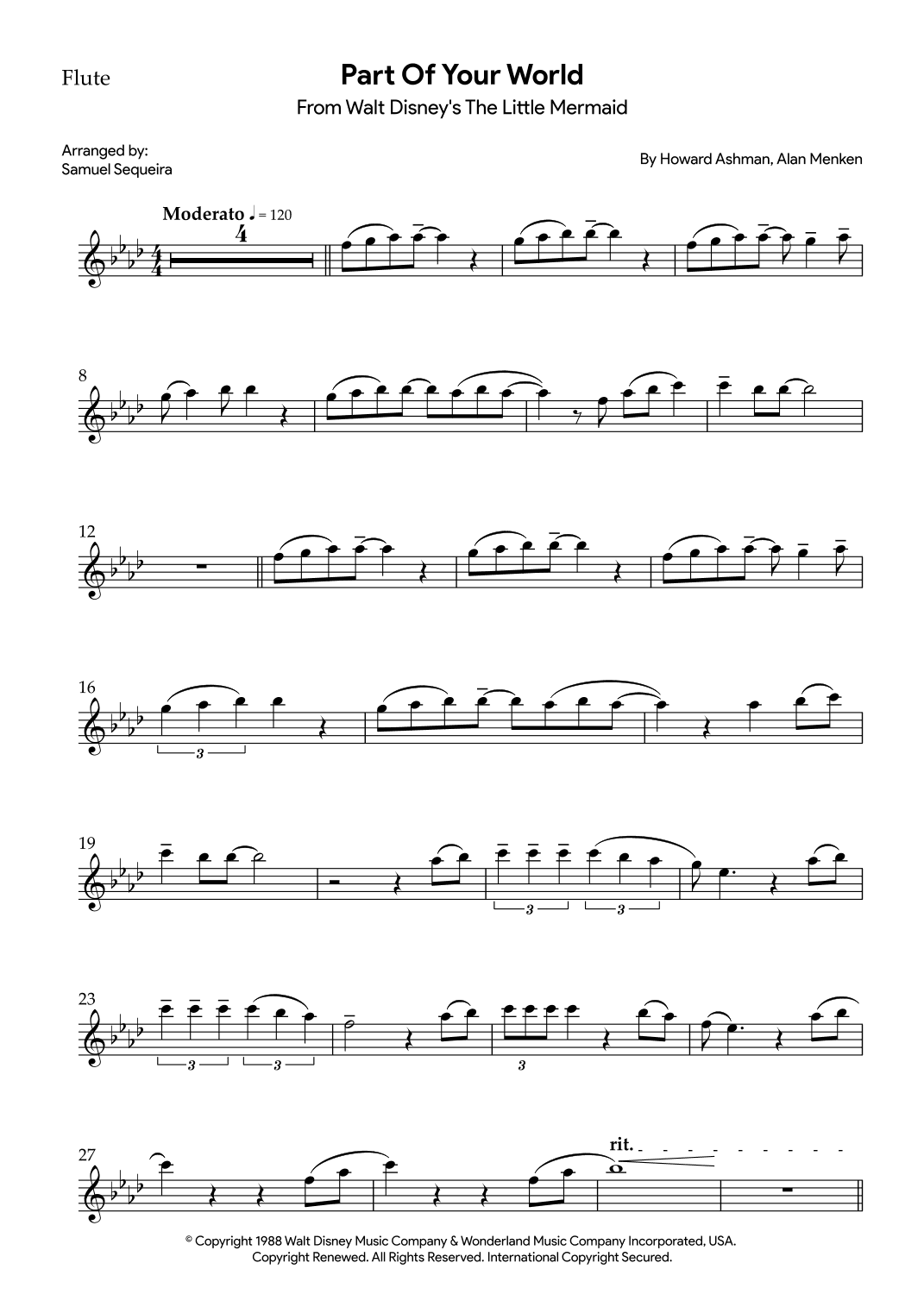 Part Of Your World (reprise) (arr. Samuel Sequeira)