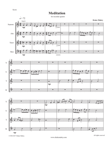 Meditation (Recorder quartet SATB)